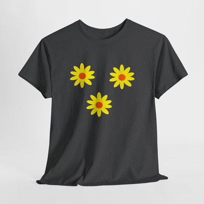 Trio Yellow Orange Daisy Pattern Tee - Daisies T-shirt