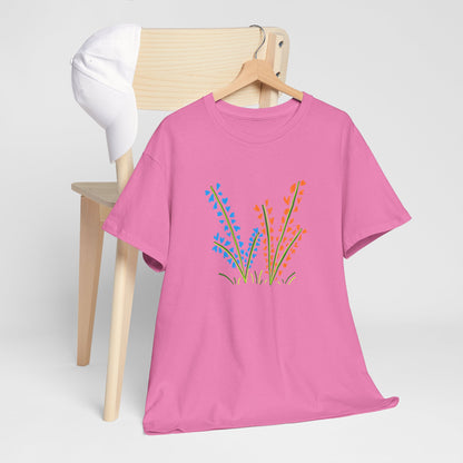 Blue Orange Wildflowers Tee - Unisex Heavy Cotton