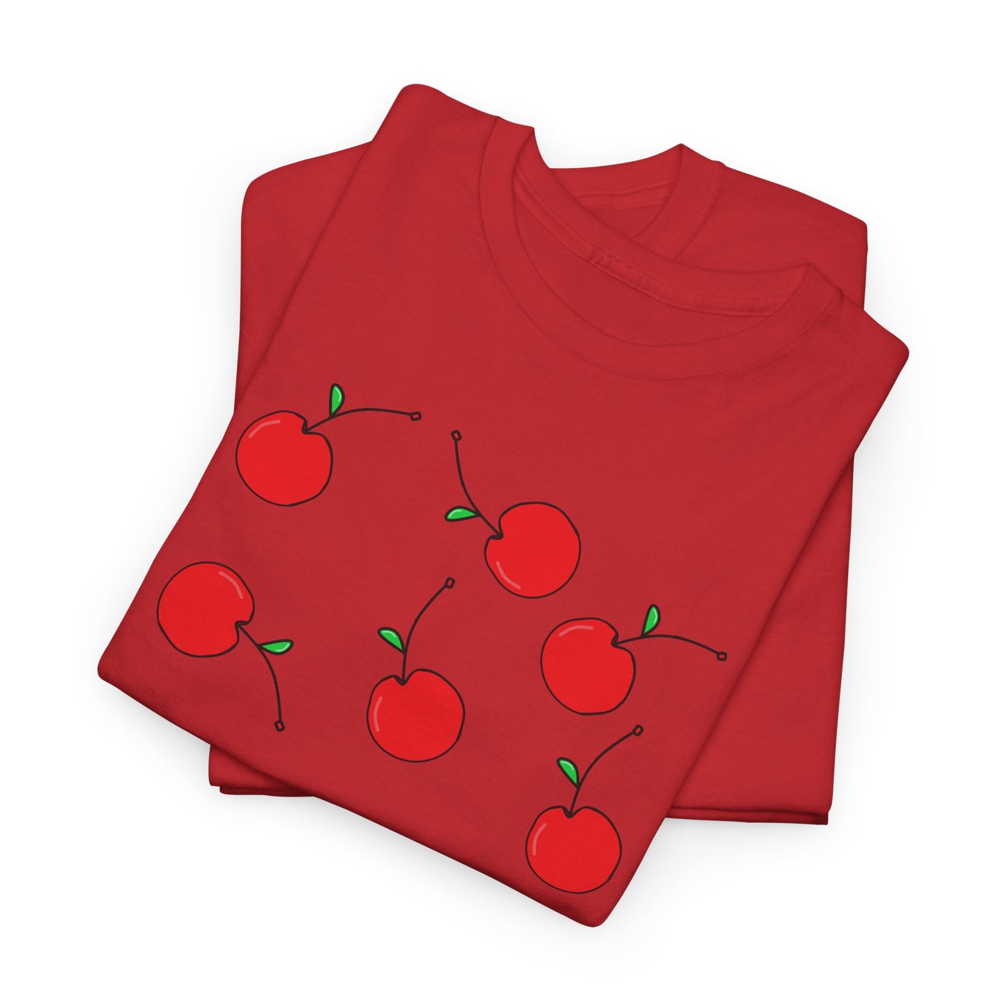 Red Cherry Pattern Frut T-shirt - Healthy Eating Tee