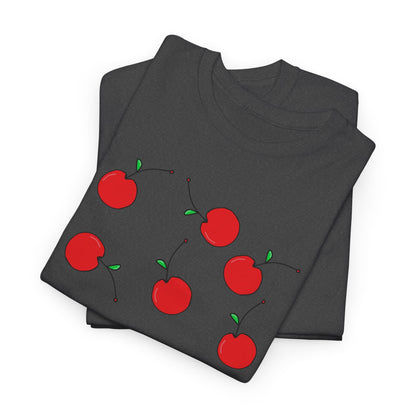 Red Cherry Pattern Frut T-shirt - Healthy Eating Tee