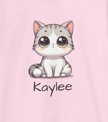 Cat Cartoon Kids Tee - Personalized Children's Tshirt