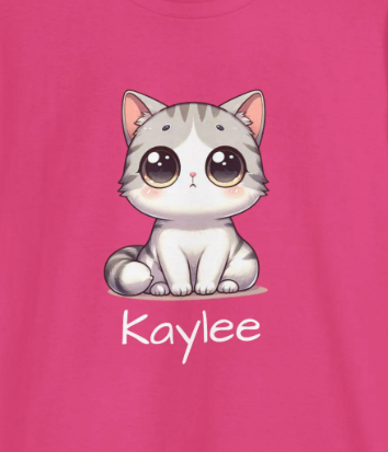 Cat Cartoon Kids Tee - Personalized Children's Tshirt