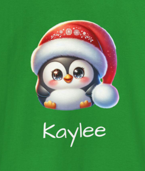 Kids T-Shirt - Cartoon Penguin Santa Hat Design