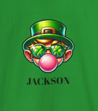 St Patricks Day Kids Tee - Leprauchaun Blowing Pink Gum