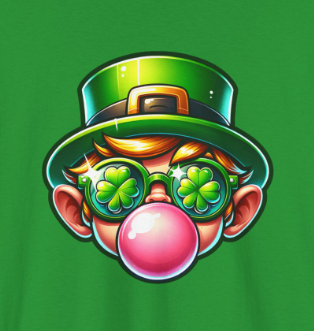 Leprechaun Blowing Gum St. Patrick's Day T-shirt - Green Irish Luck Tee