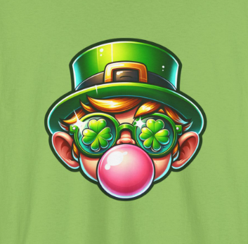 Leprechaun Blowing Gum St. Patrick's Day T-shirt - Green Irish Luck Tee