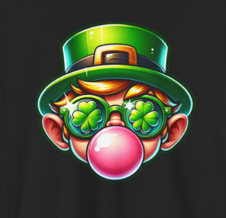 Leprechaun Blowing Gum St. Patrick's Day T-shirt - Green Irish Luck Tee