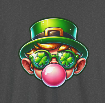 Leprechaun Blowing Gum St. Patrick's Day T-shirt - Green Irish Luck Tee