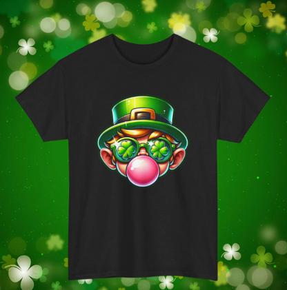 Leprechaun Blowing Gum St. Patrick's Day T-shirt - Green Irish Luck Tee