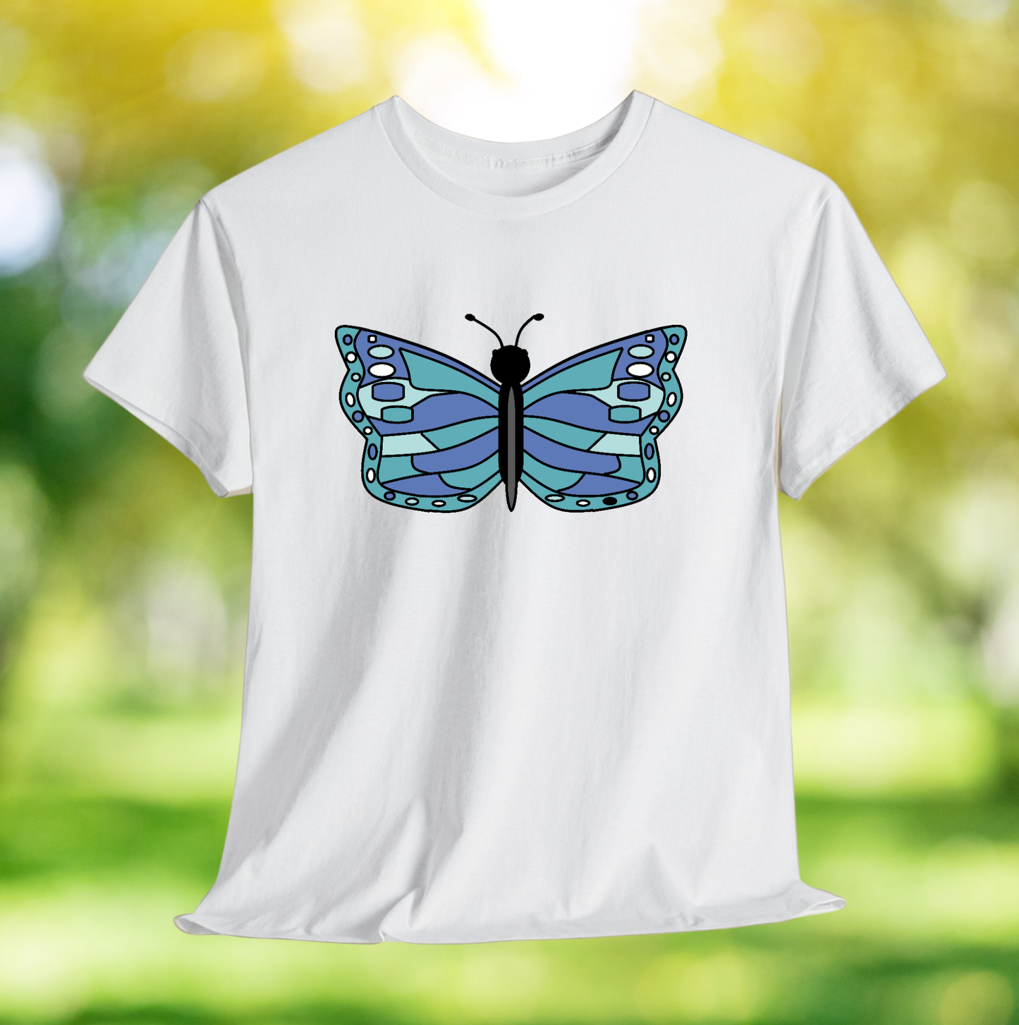 Blue Monarch Butterfly T-shirt - Vibrant Butterfly T-shirt